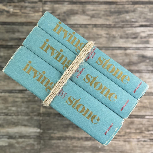 Irving Stone Teal Vintage Mid Century Book Set of 3