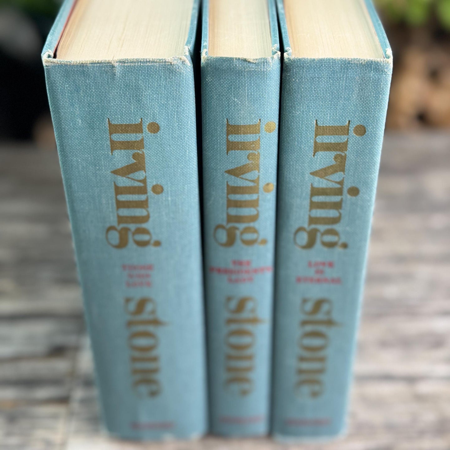 Irving Stone Teal Vintage Mid Century Book Set of 3
