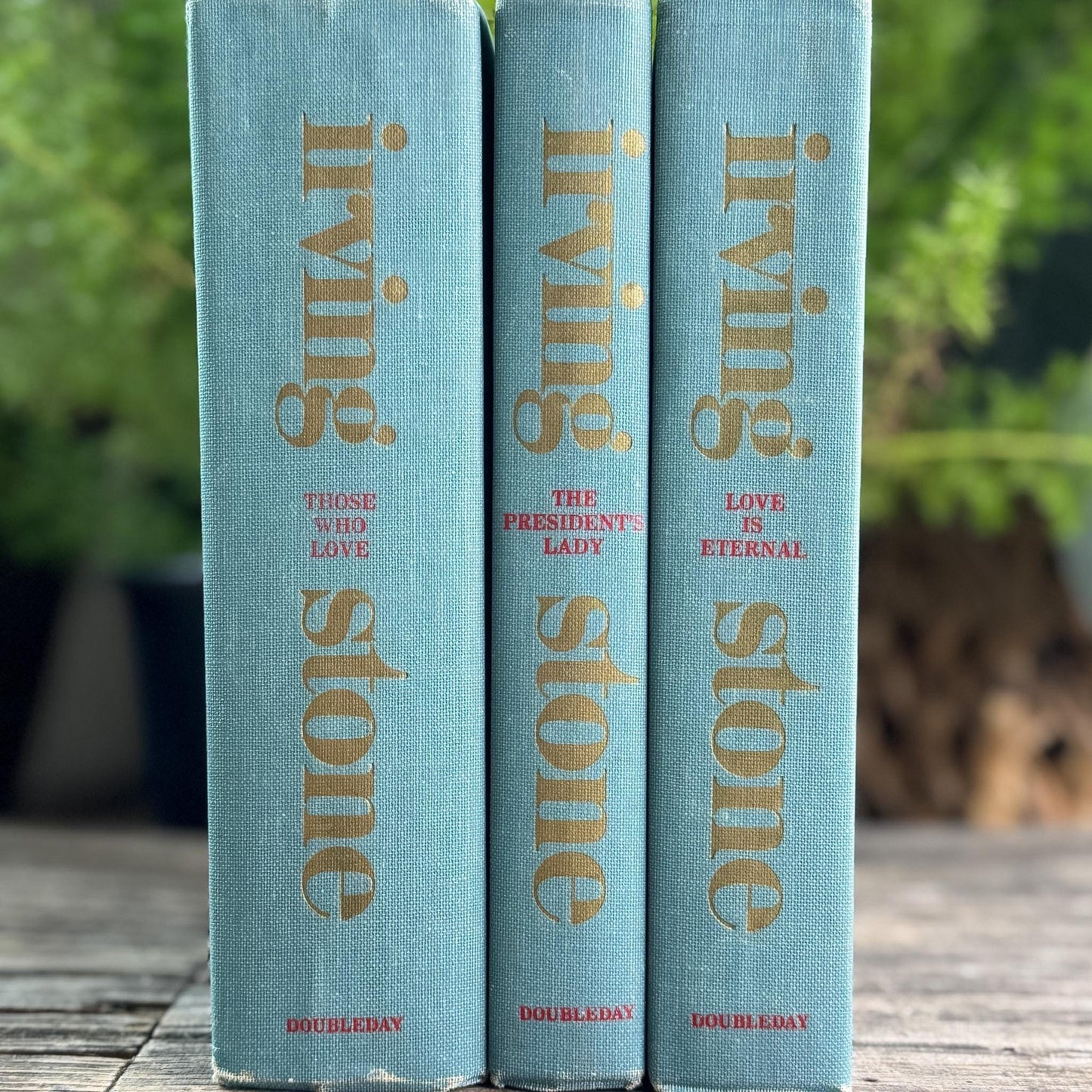 Irving Stone Teal Vintage Mid Century Book Set of 3