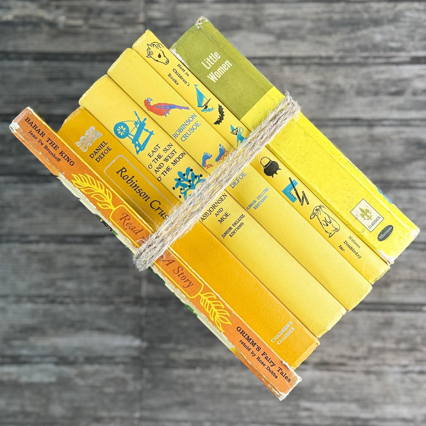 Yellow Vintage Kids Book Classics for Colorful Shelf Styling
