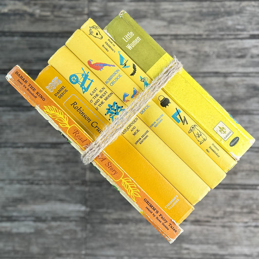 Yellow Vintage Kids Book Classics for Colorful Shelf Styling