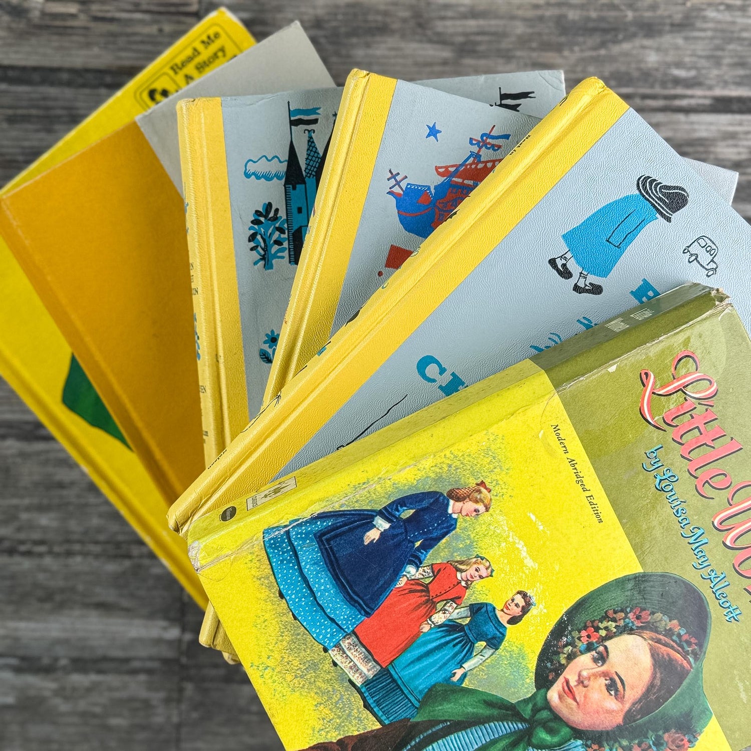Yellow Vintage Kids Book Classics for Colorful Shelf Styling