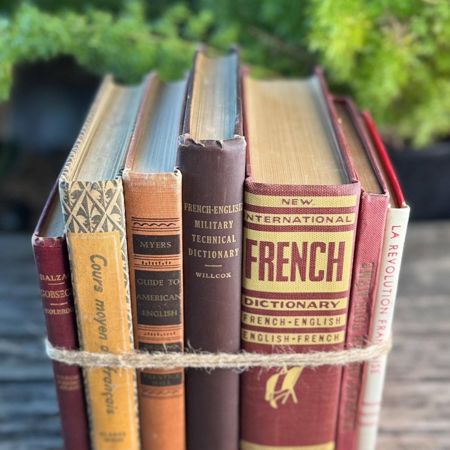 Vintage Red French Language Book Set in Burgundy & Red Decorative for Shelf Styling