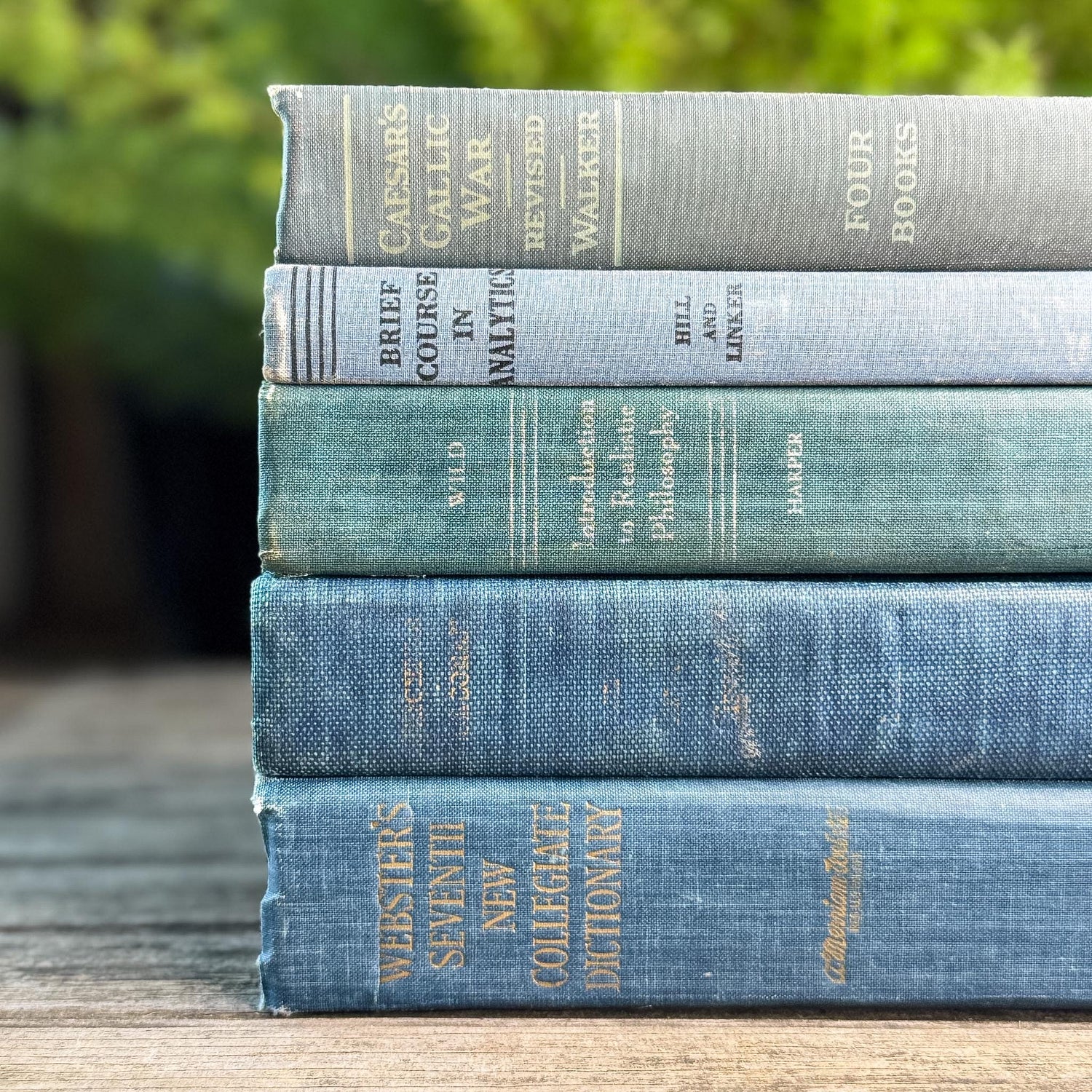 Denim Blue Vintage Book Bundle for Clean Academic Shelf Styling