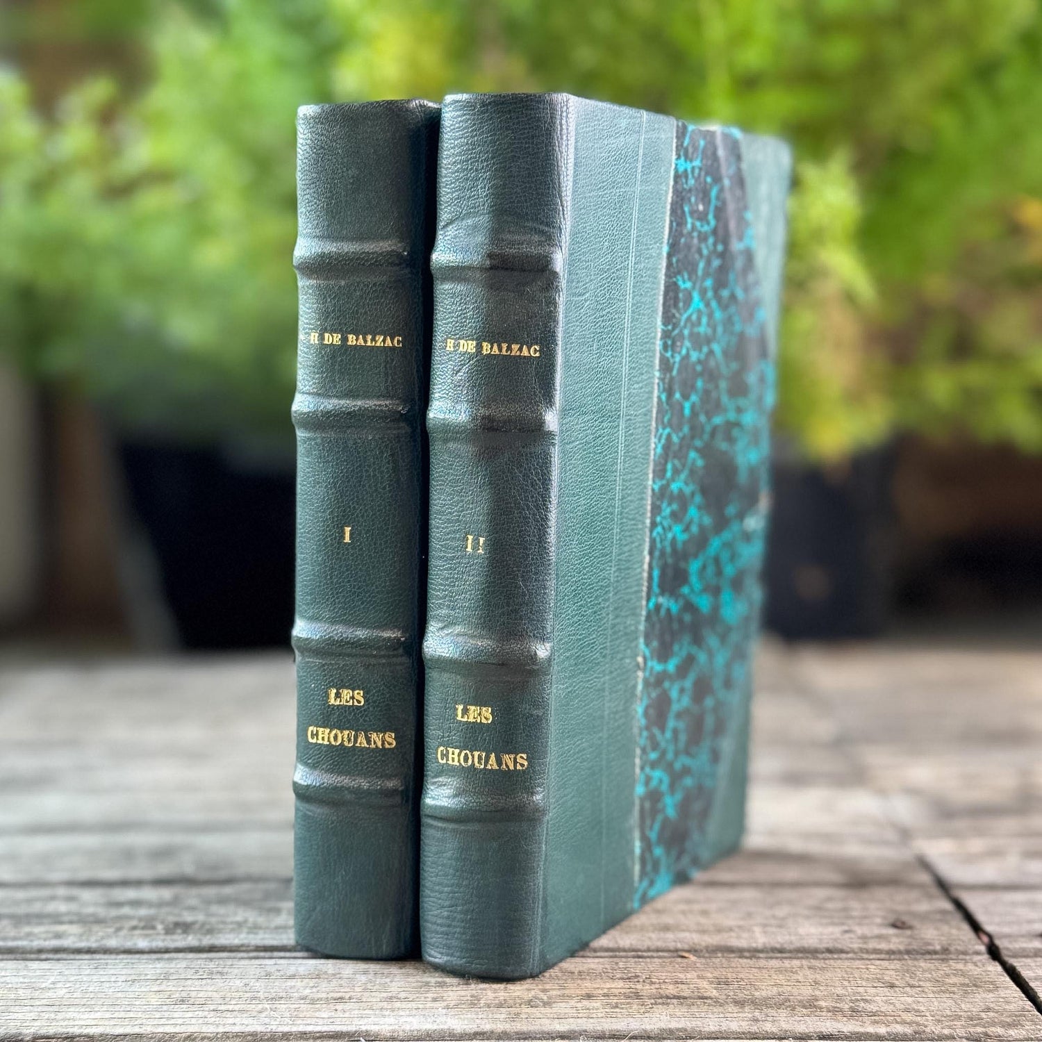 Balzac's Les Chouans, Two-Volume Antique Leather-Bound French Editions, 19th Century