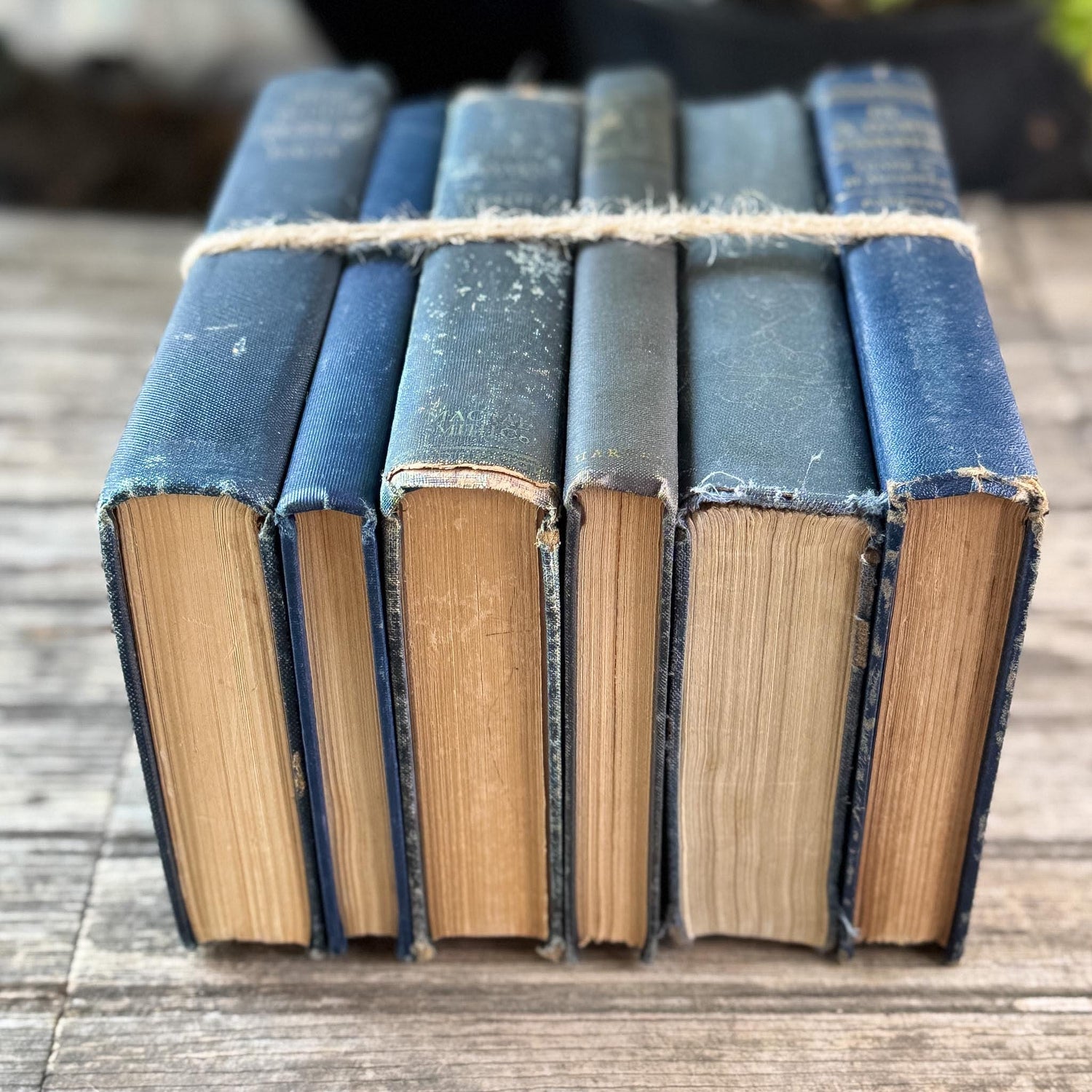 Indigo Blue, Navy, and Denim Vintage Book Set for Shelf Styling