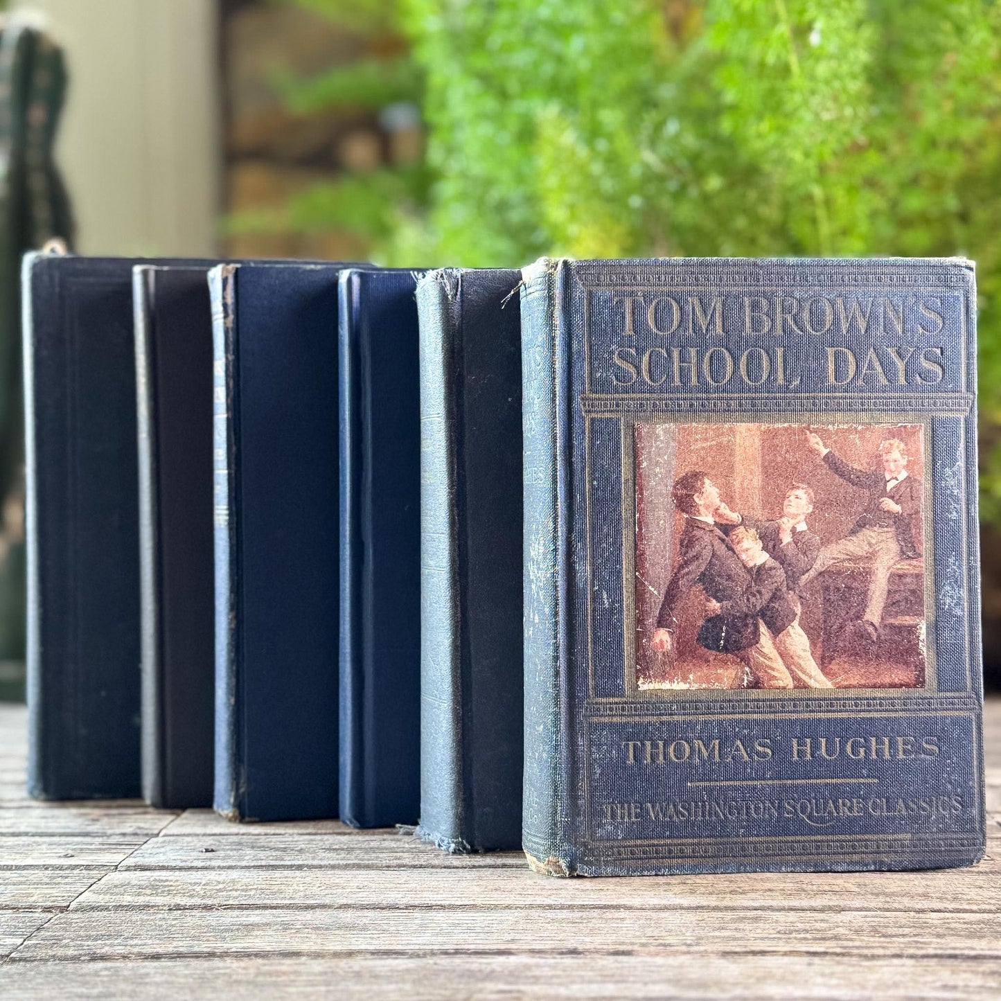 Indigo Blue, Navy, and Denim Vintage Book Set for Shelf Styling