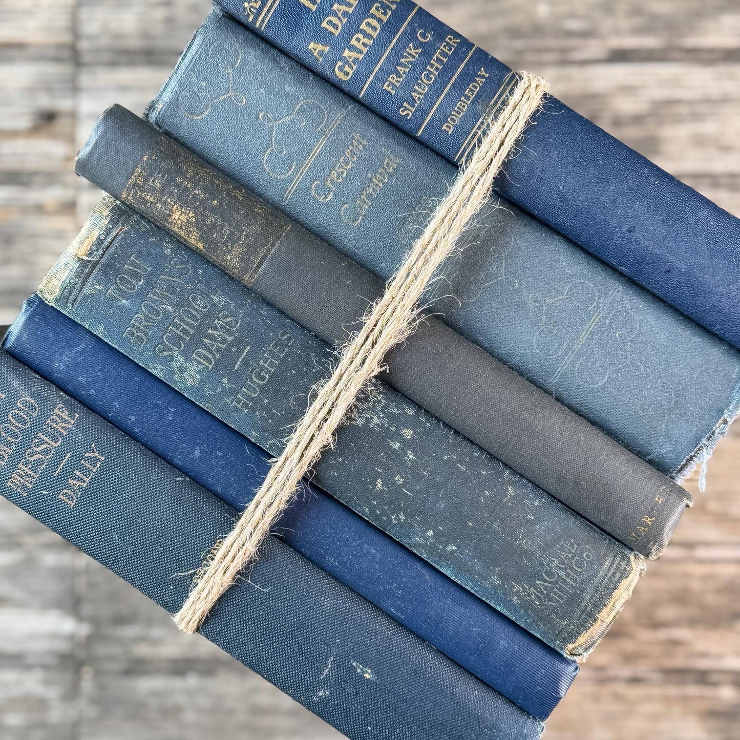 Indigo Blue, Navy, and Denim Vintage Book Set for Shelf Styling