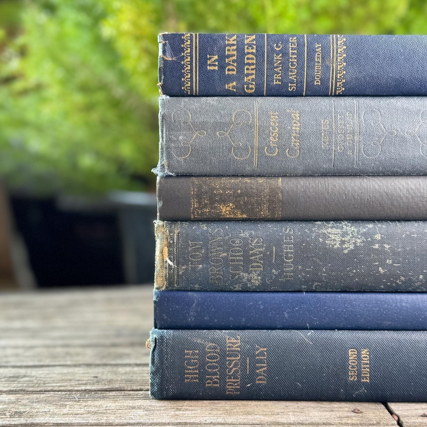 Indigo Blue, Navy, and Denim Vintage Book Set for Shelf Styling