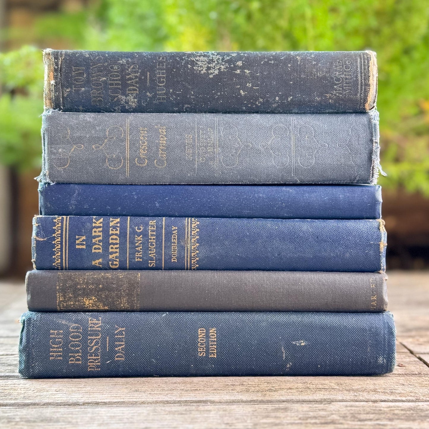 Indigo Blue, Navy, and Denim Vintage Book Set for Shelf Styling