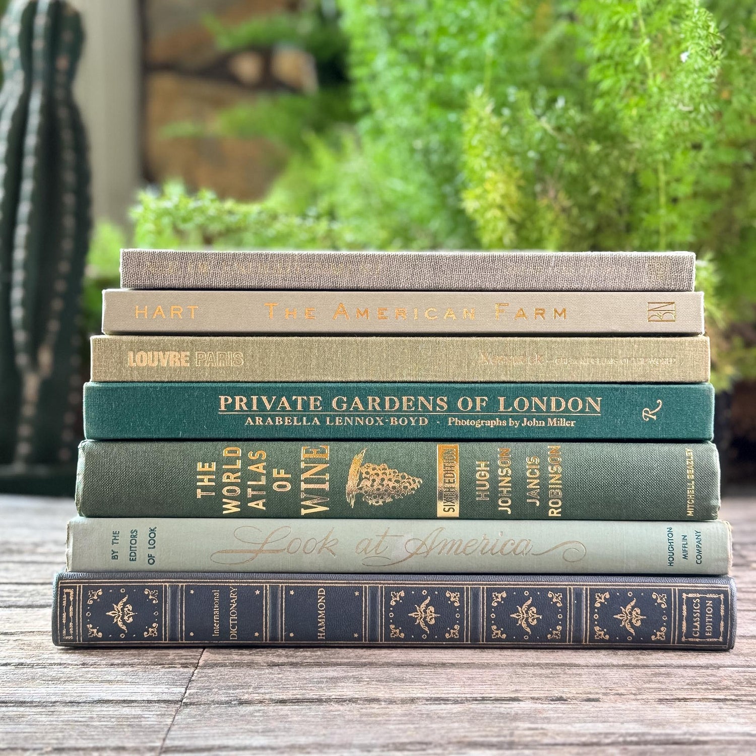 Vintage Large Green Coffee Table Book Set for Console or Shelf Styling