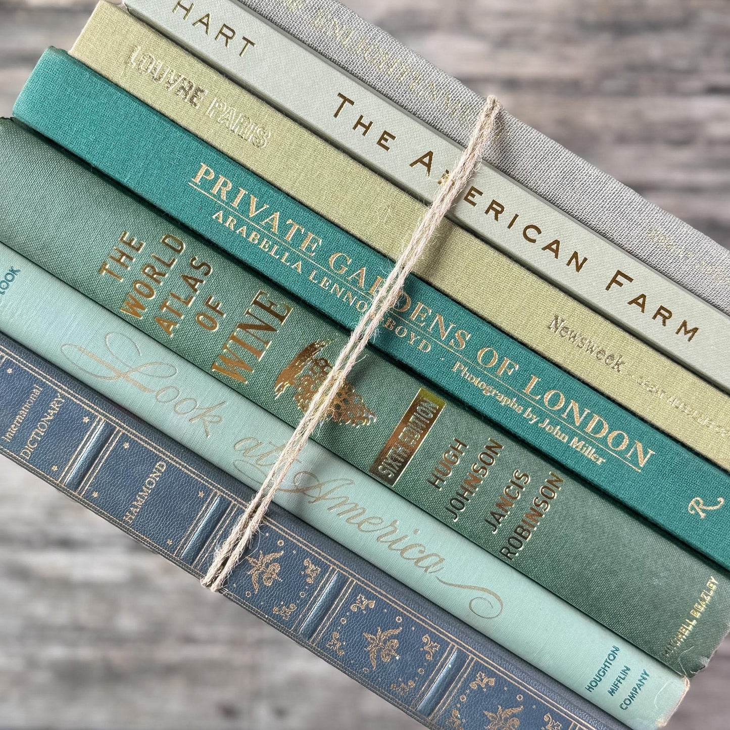Vintage Large Green Coffee Table Book Set for Console or Shelf Styling