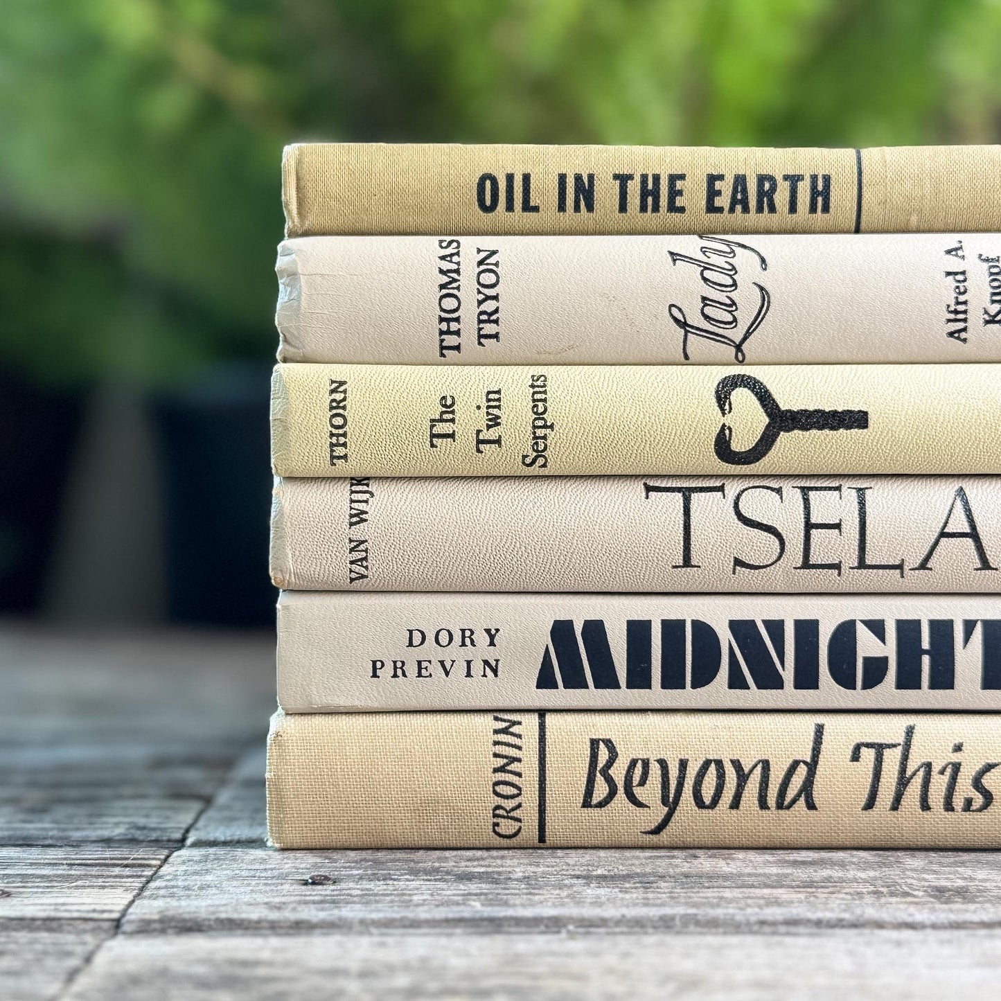 Taupe & Black Retro Book Bundle for 1960s Shelf Styling