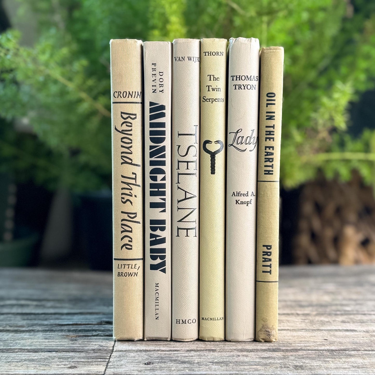 Taupe & Black Retro Book Bundle for 1960s Shelf Styling
