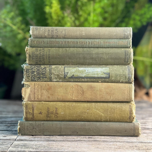 Shabby Antique Green Book Bundle for Moody Shelf Styling