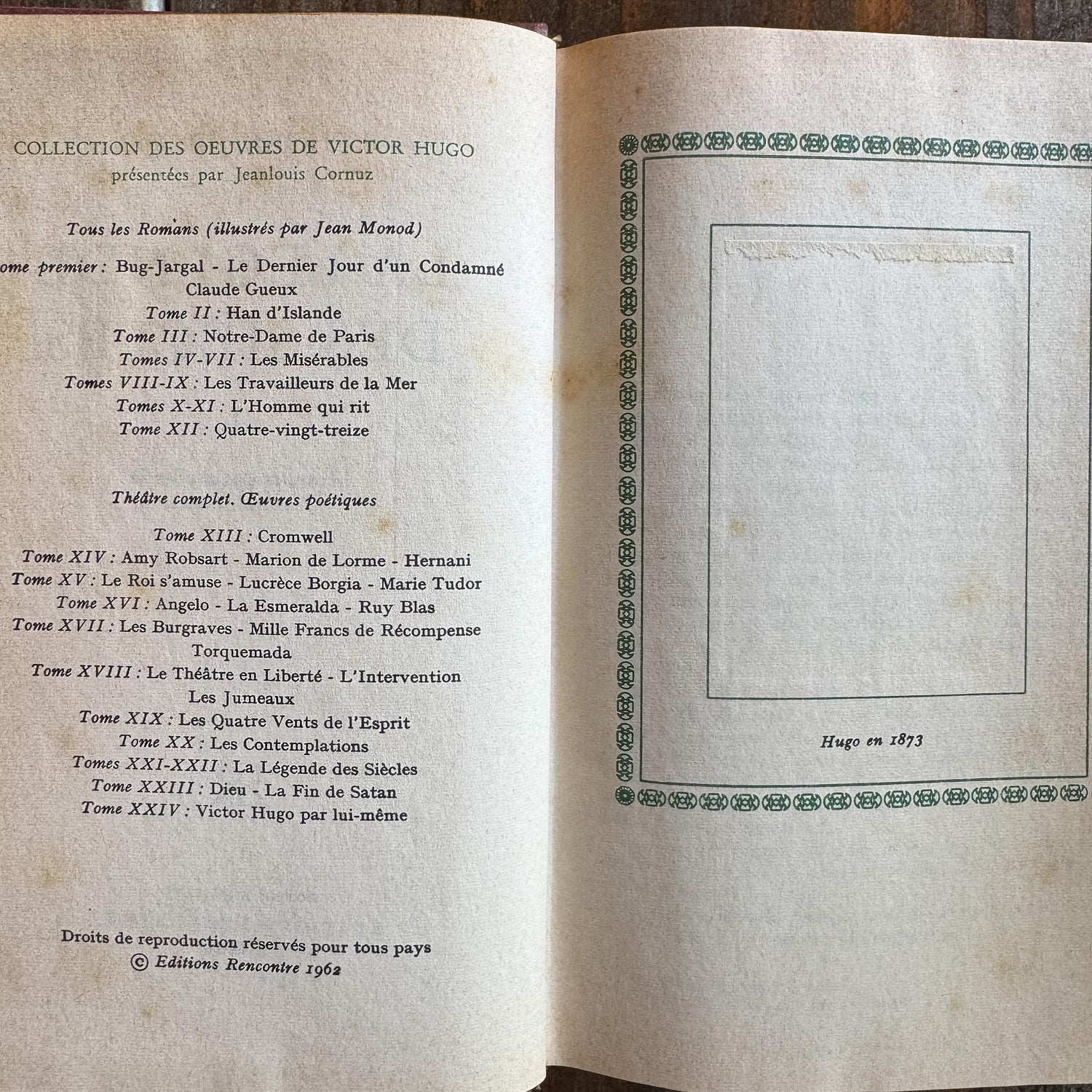 Victor Hugo Ornate Vintage Red and Green Books in French