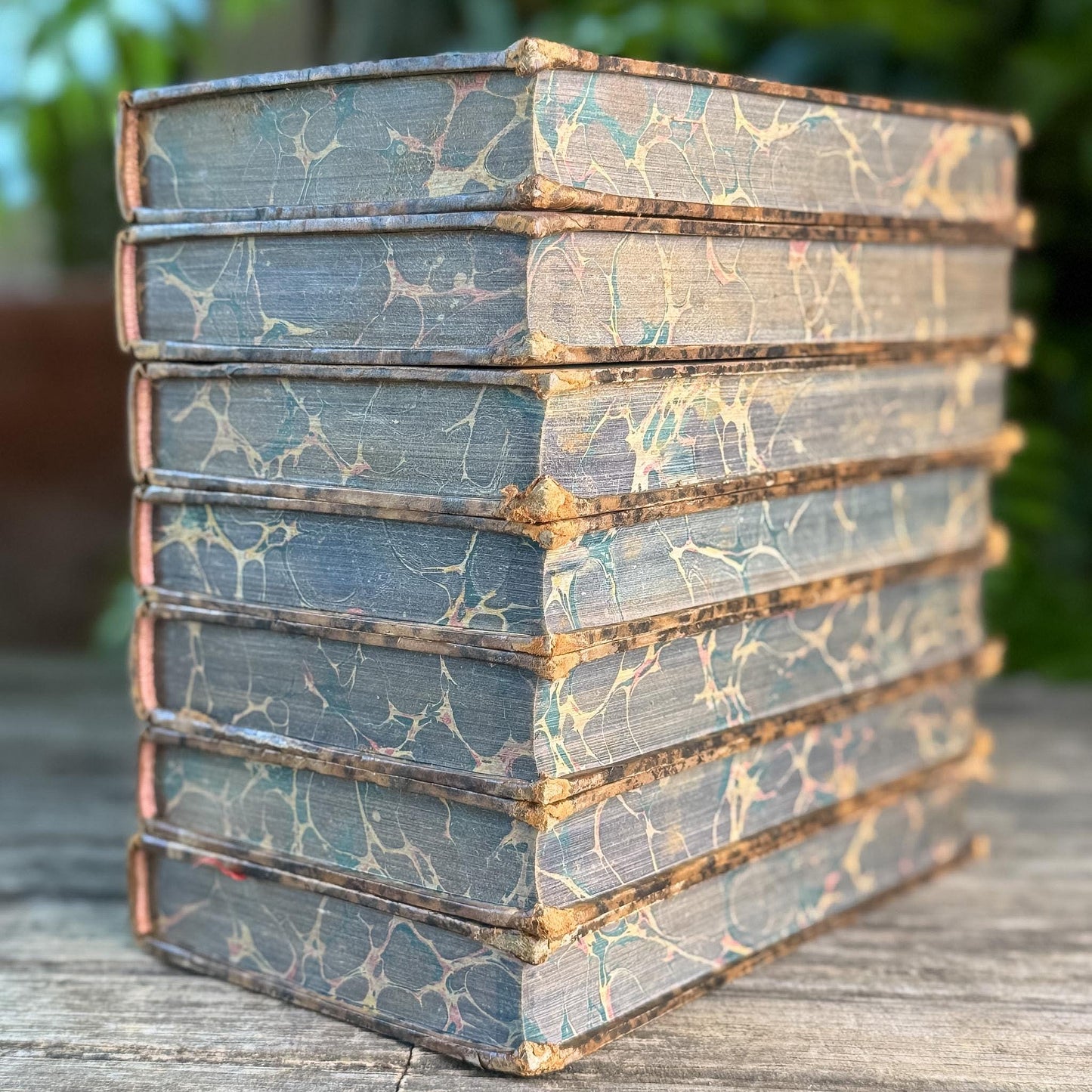 Antique Leather-Bound Voltaire Books in French, 1825, Gold Black and Brown