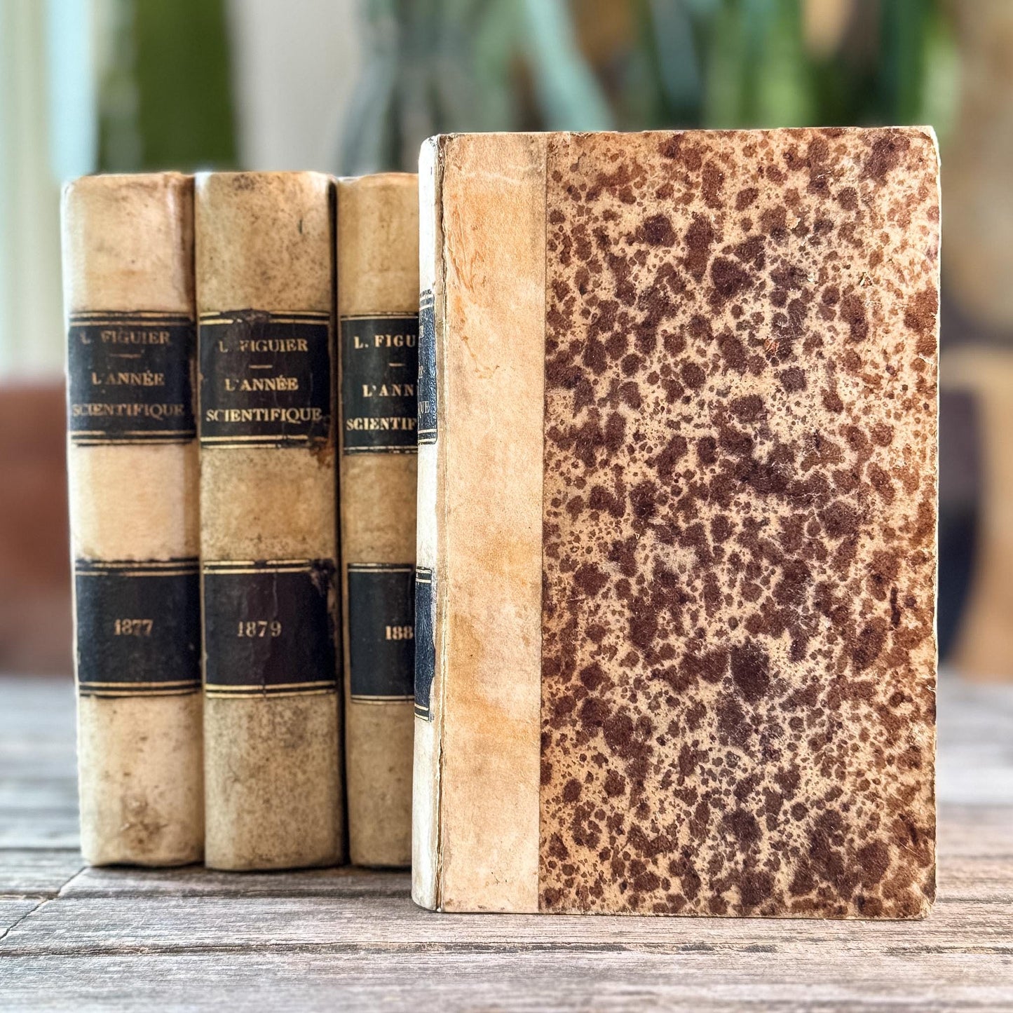 Antique French Book Set of L'Année Scientifique et Industrielle by Louis Figuier, 7 Volumes