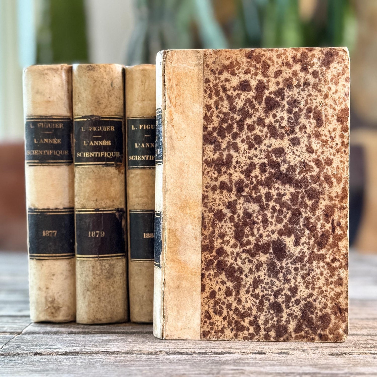 Antique French Book Set of L'Année Scientifique et Industrielle by Louis Figuier, 7 Volumes