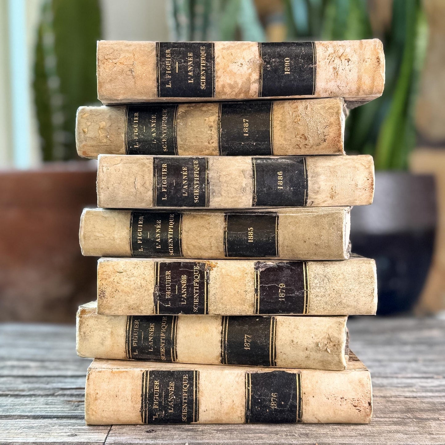 Antique French Book Set of L'Année Scientifique et Industrielle by Louis Figuier, 7 Volumes