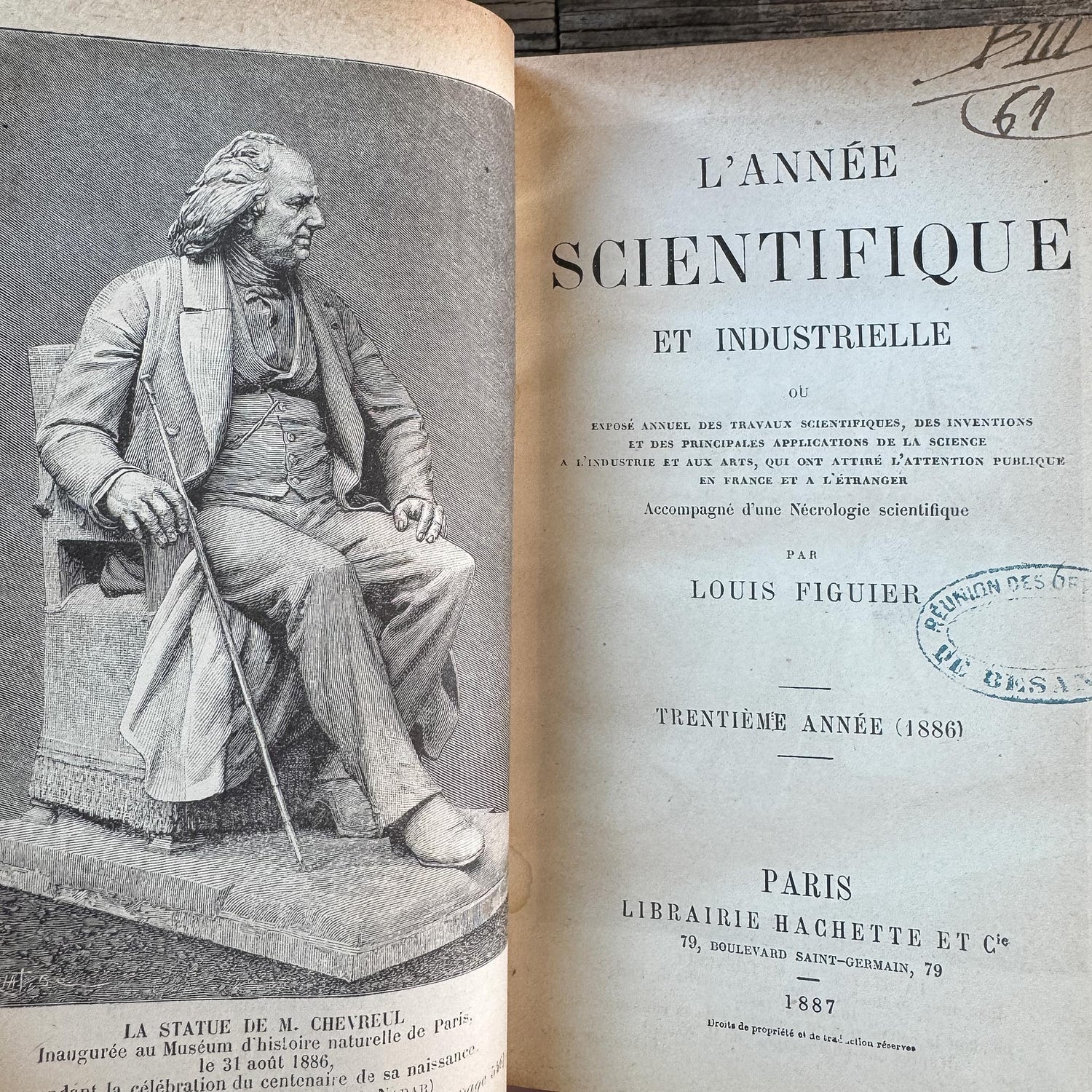 Antique French Book Set of L'Année Scientifique et Industrielle by Louis Figuier, 7 Volumes