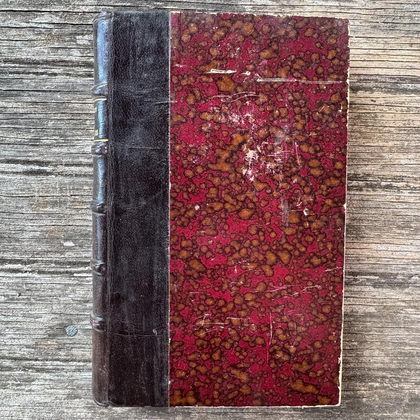 Dark Brown Leather French Antique Book Set