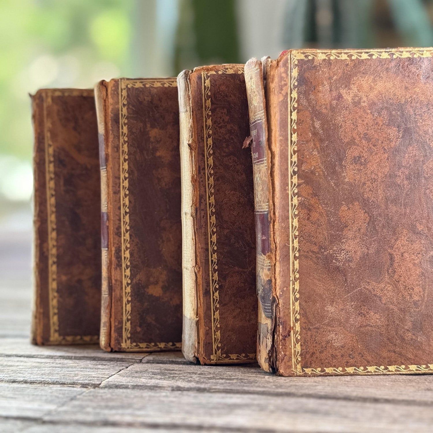 Small Shabby Antique French Book Set - Oeuvres de Régnard, 1824, 4 Volumes