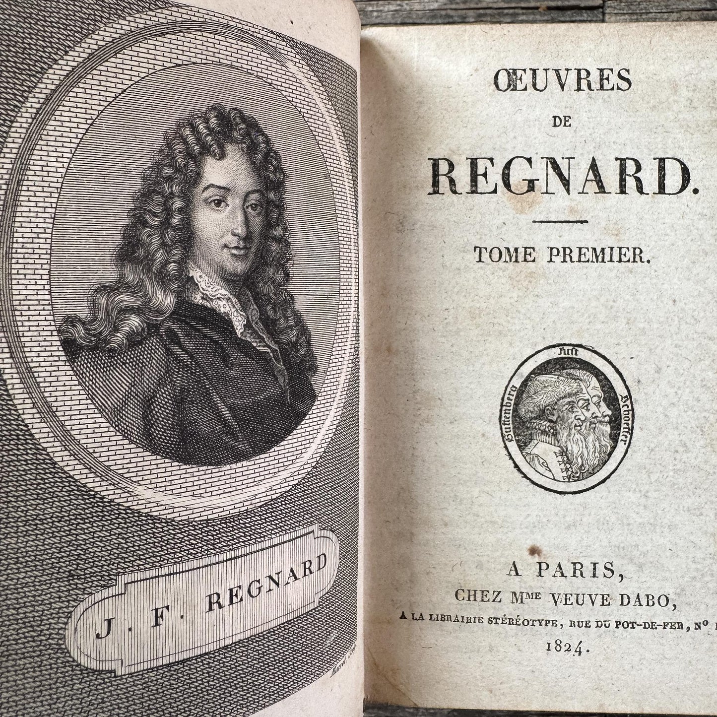 Small Shabby Antique French Book Set - Oeuvres de Régnard, 1824, 4 Volumes