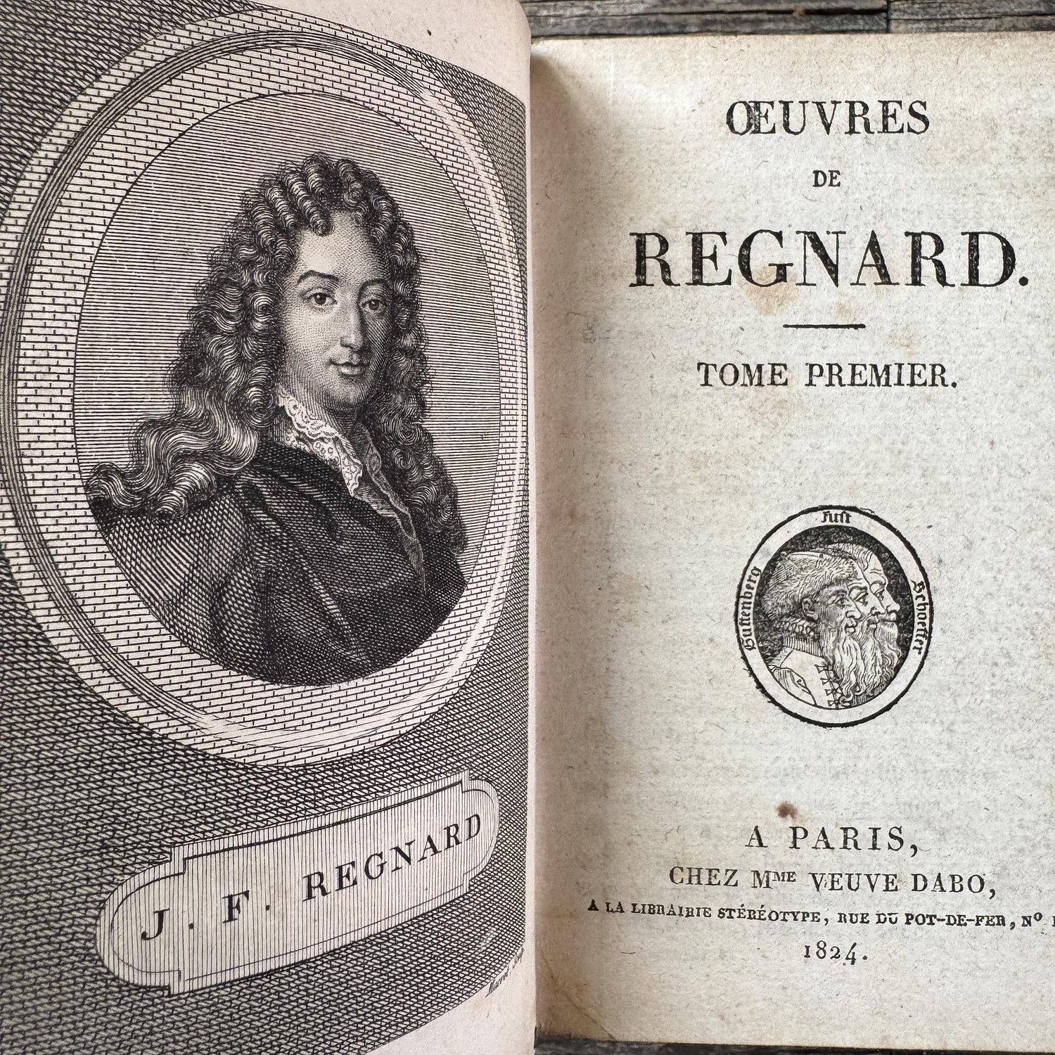 Small Shabby Antique French Book Set - Oeuvres de Régnard, 1824, 4 Volumes