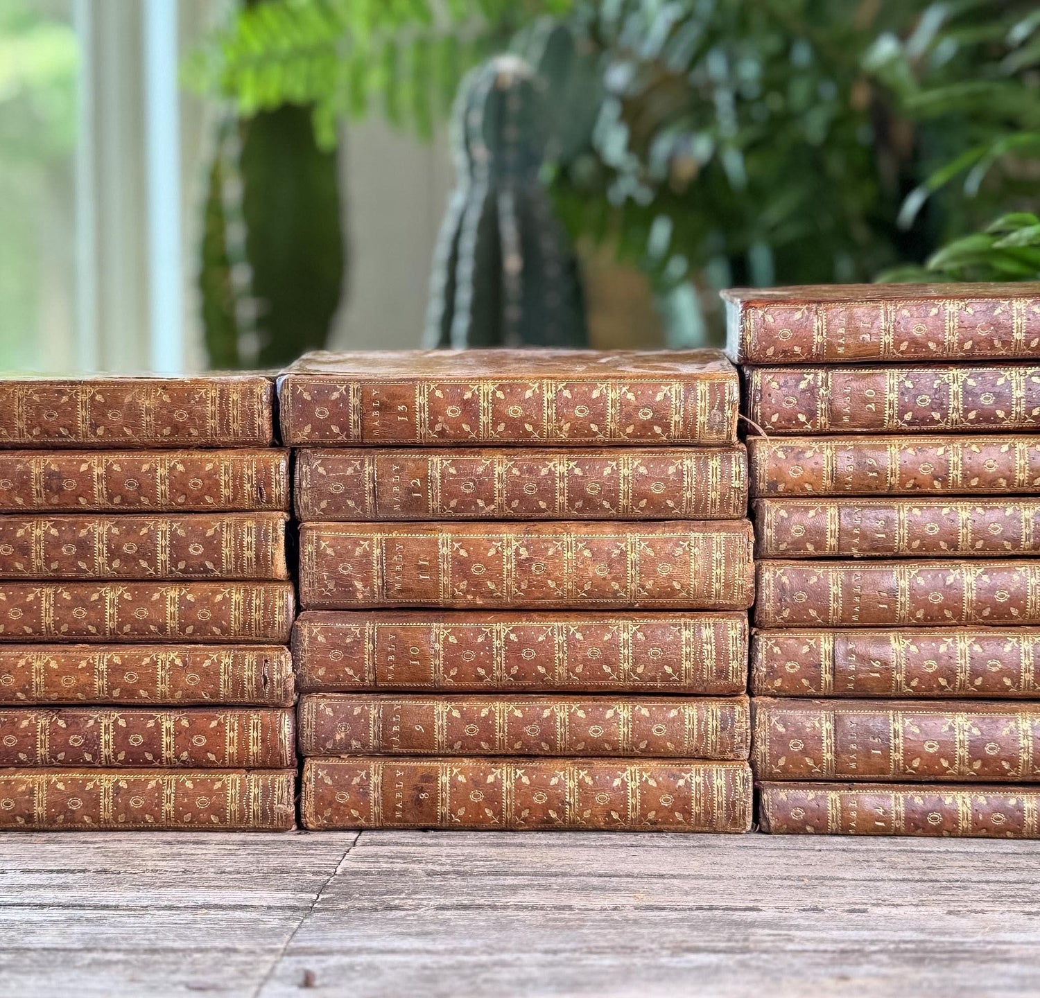 Antique French Leather Book Set, Oeuvres Complettes de Mably, 1790, 21 Volumes