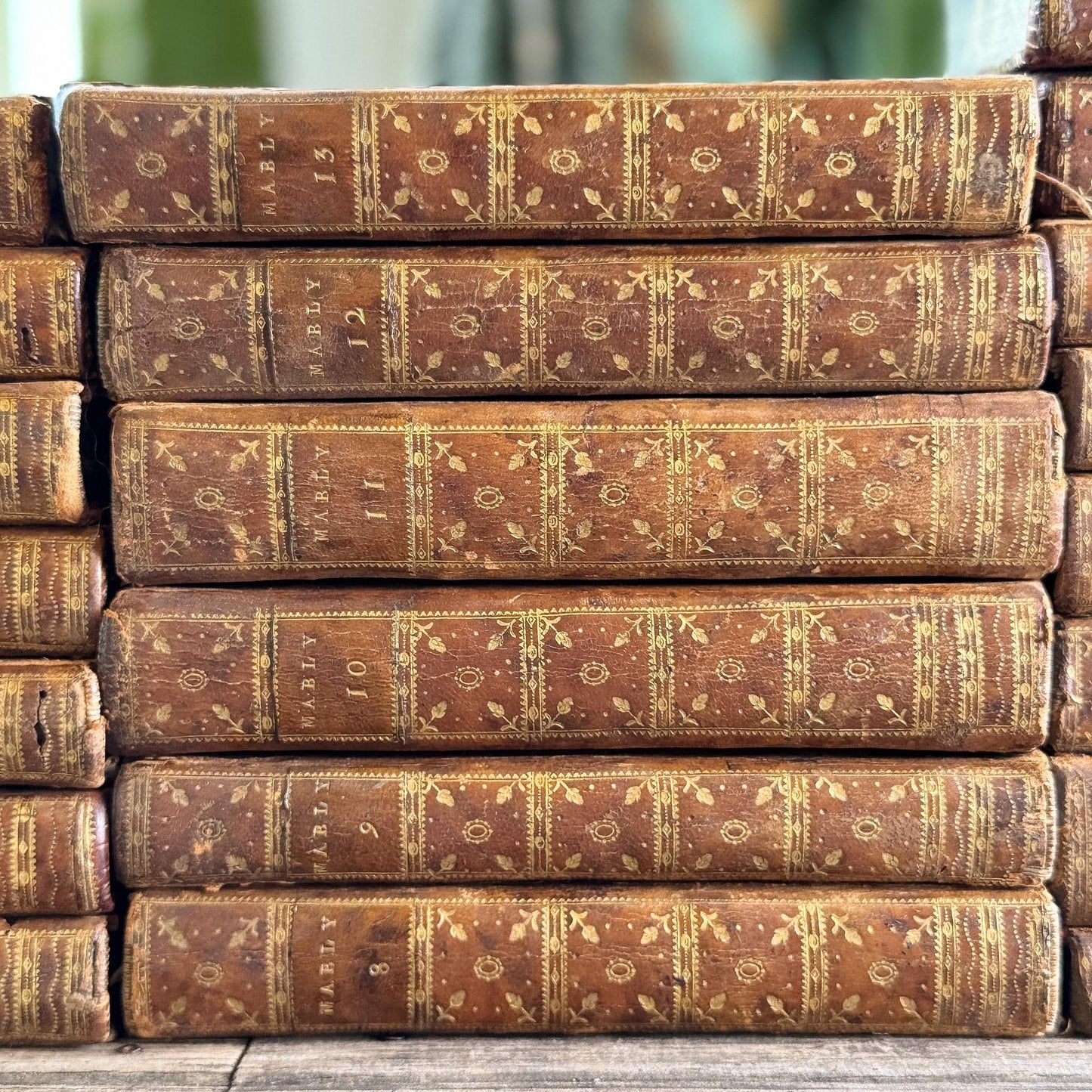 Antique French Leather Book Set, Oeuvres Complettes de Mably, 1790, 21 Volumes