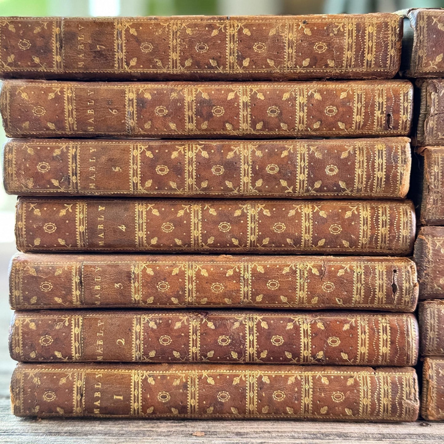 Antique French Leather Book Set, Oeuvres Complettes de Mably, 1790, 21 Volumes