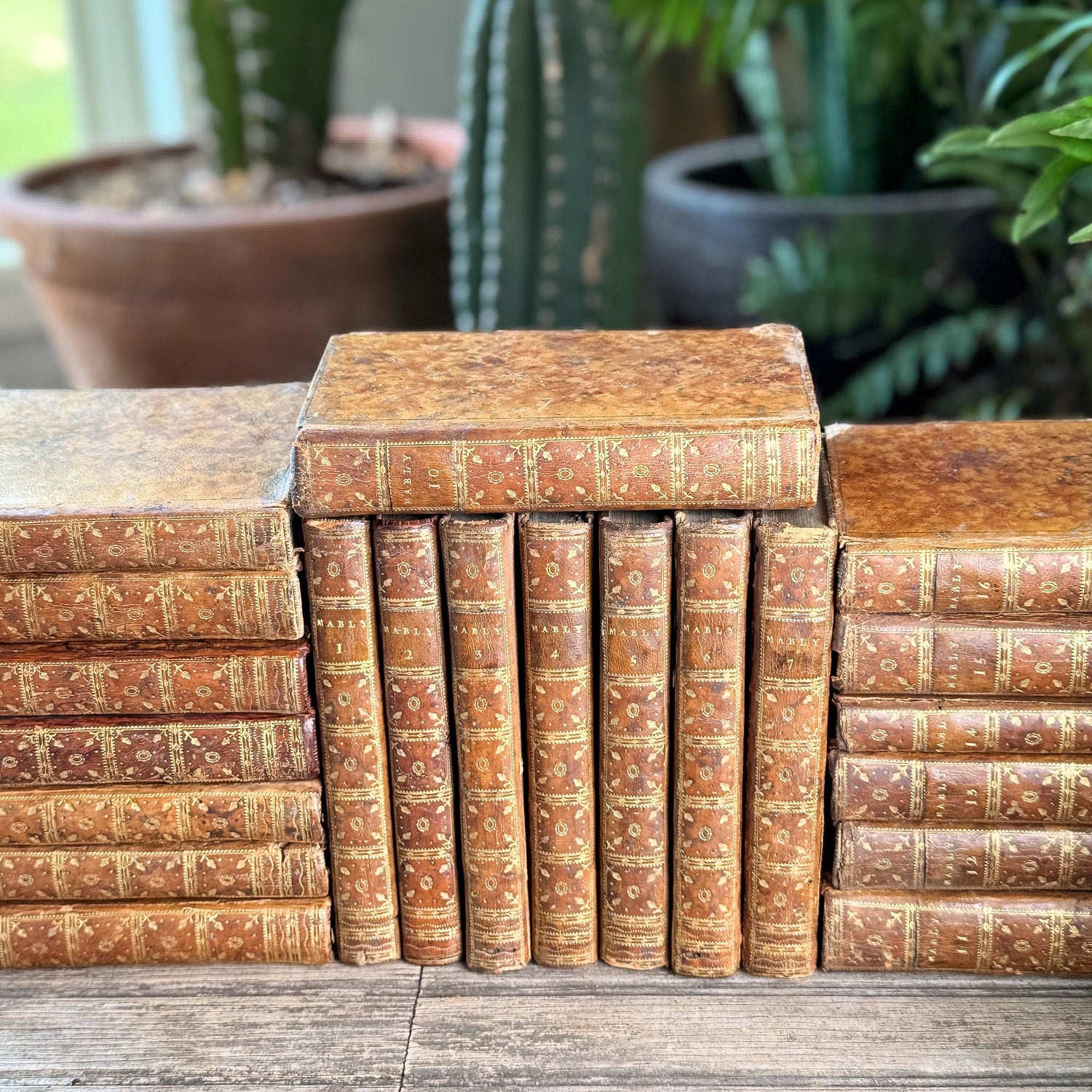 Antique French Leather Book Set, Oeuvres Complettes de Mably, 1790, 21 Volumes