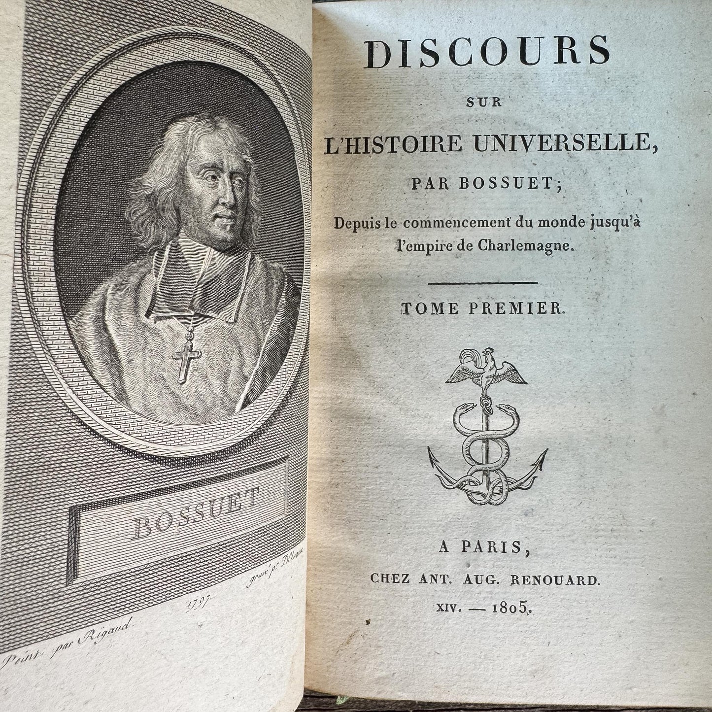 Small Gold Antique French Book Set - Jérusalem Délivrée & Bossuet, 5 Volumes