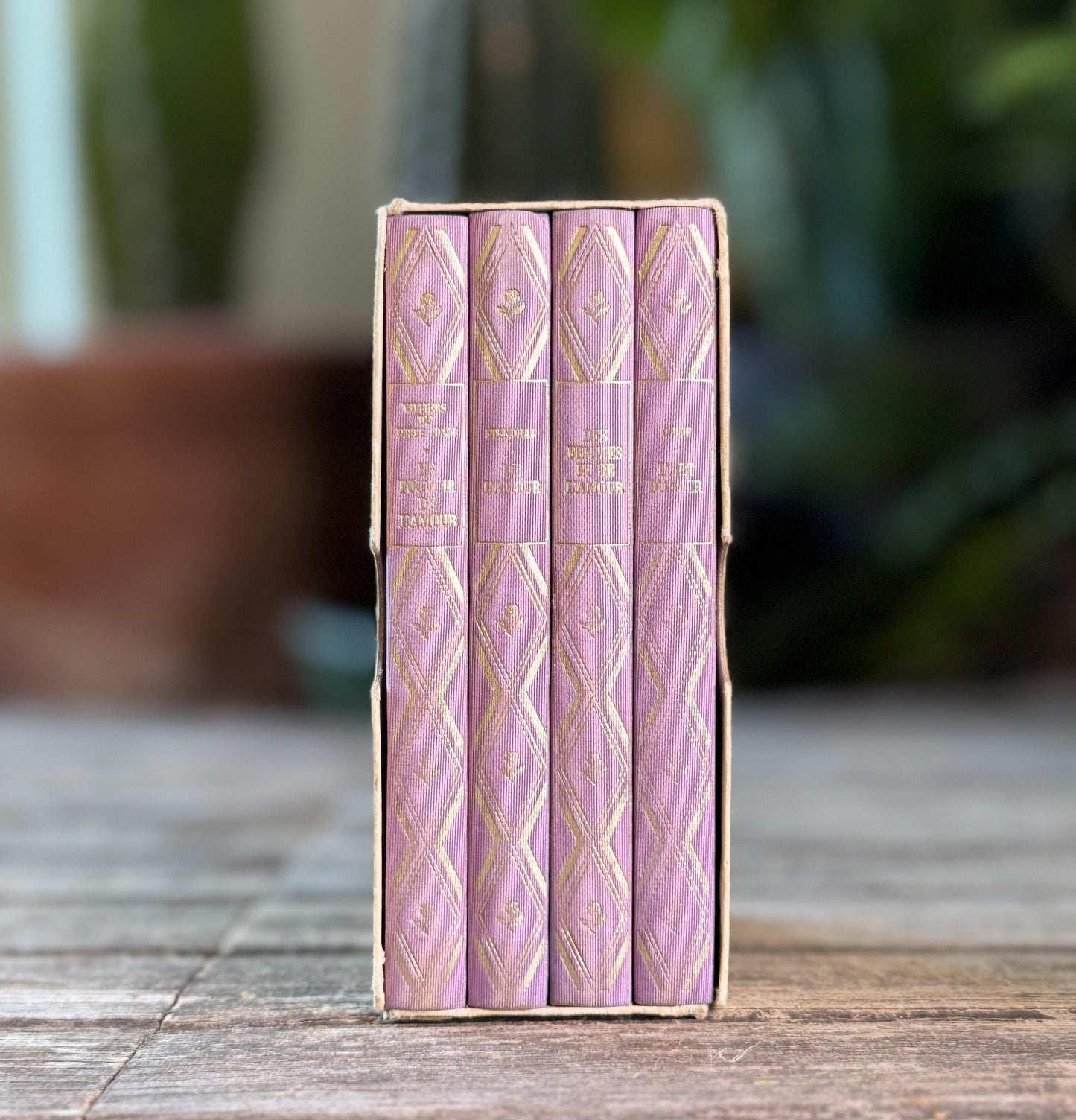 Lavender & Gold Vintage French Book Set on Love