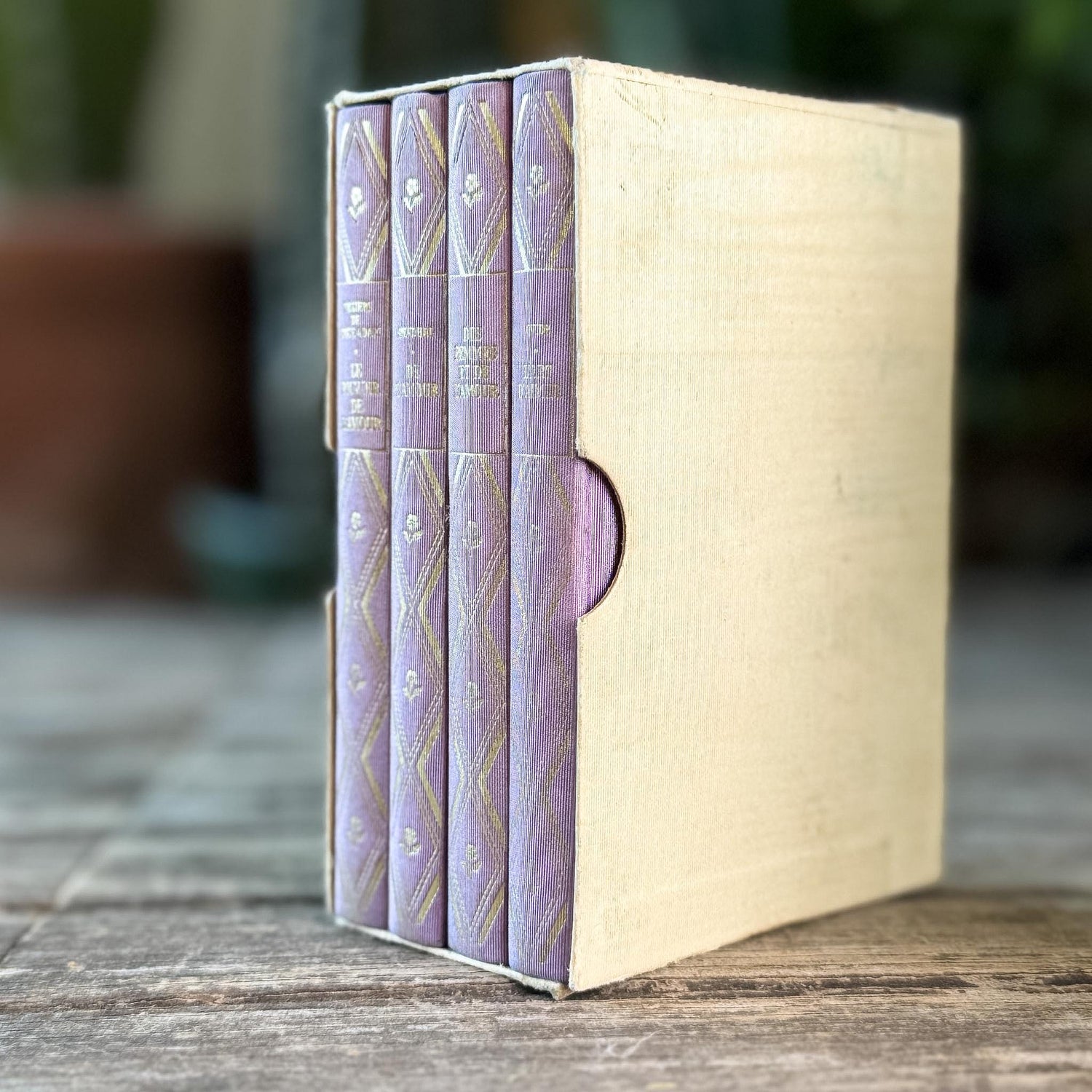 Lavender & Gold Vintage French Book Set on Love