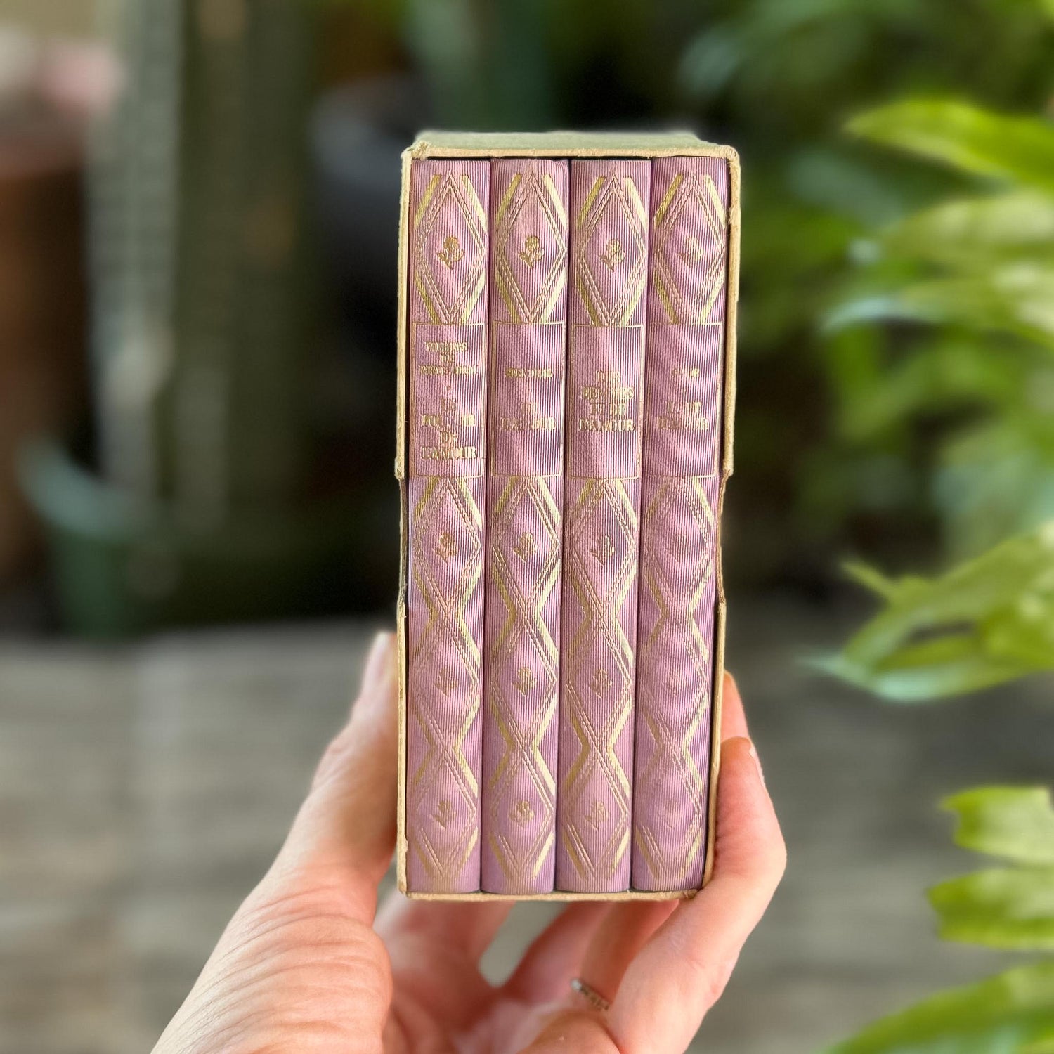 Lavender & Gold Vintage French Book Set on Love