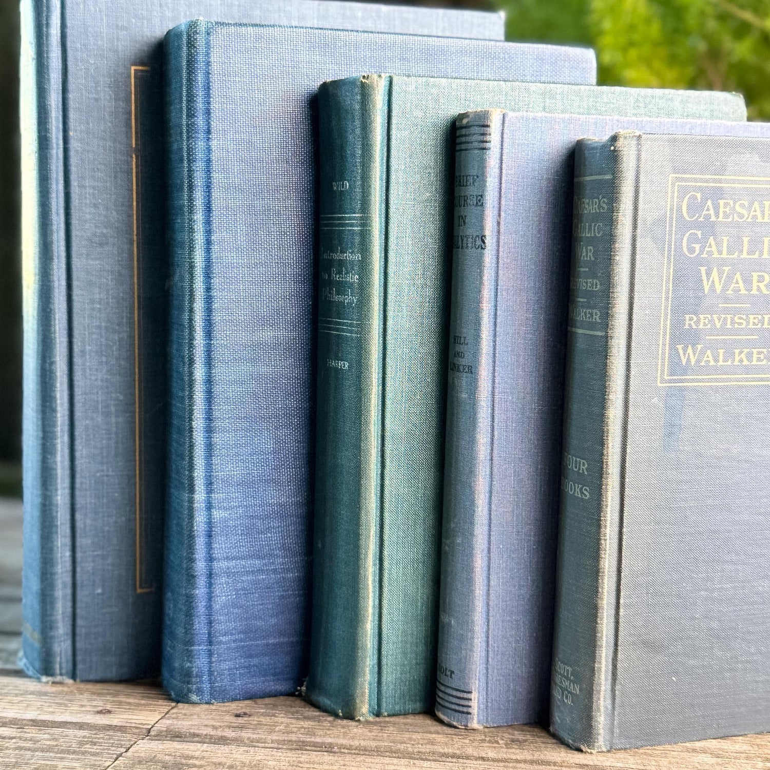 Denim Blue Vintage Book Bundle for Clean Academic Shelf Styling