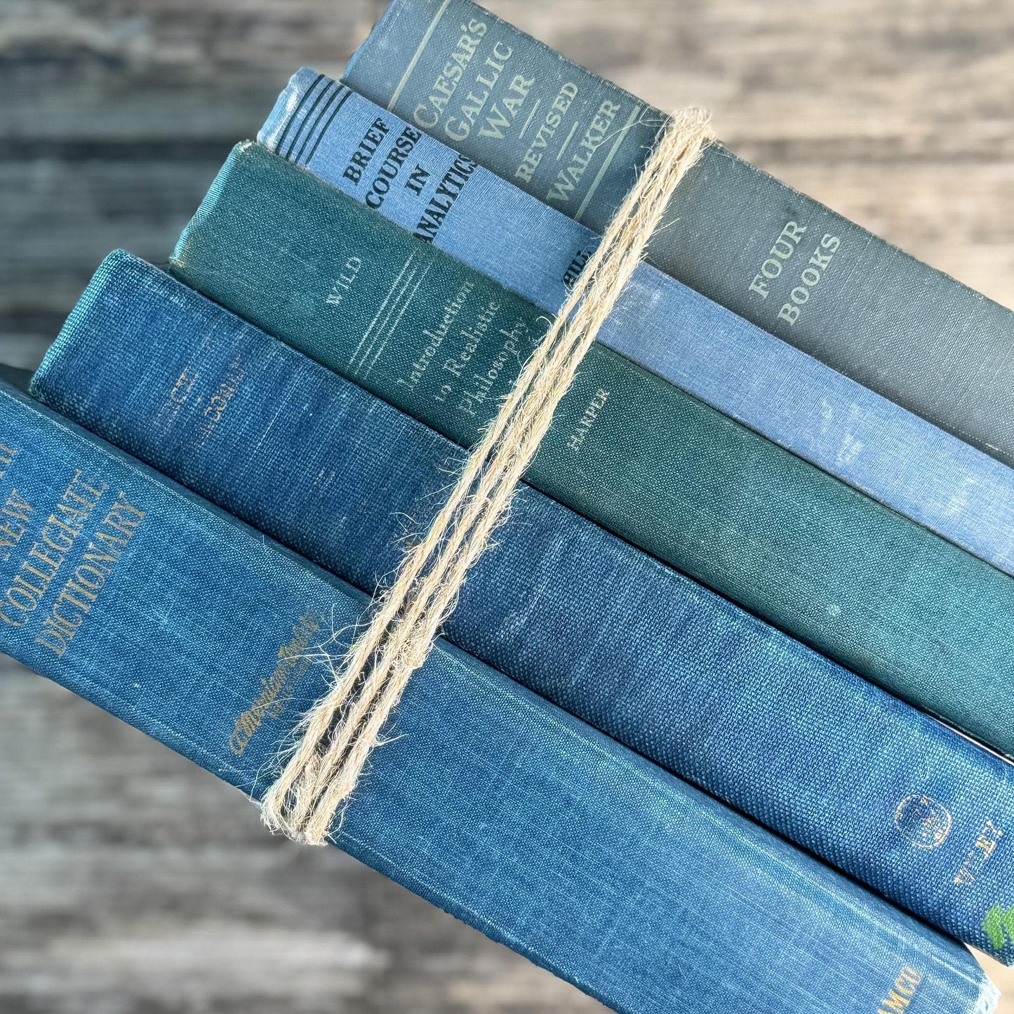 Denim Blue Vintage Book Bundle for Clean Academic Shelf Styling