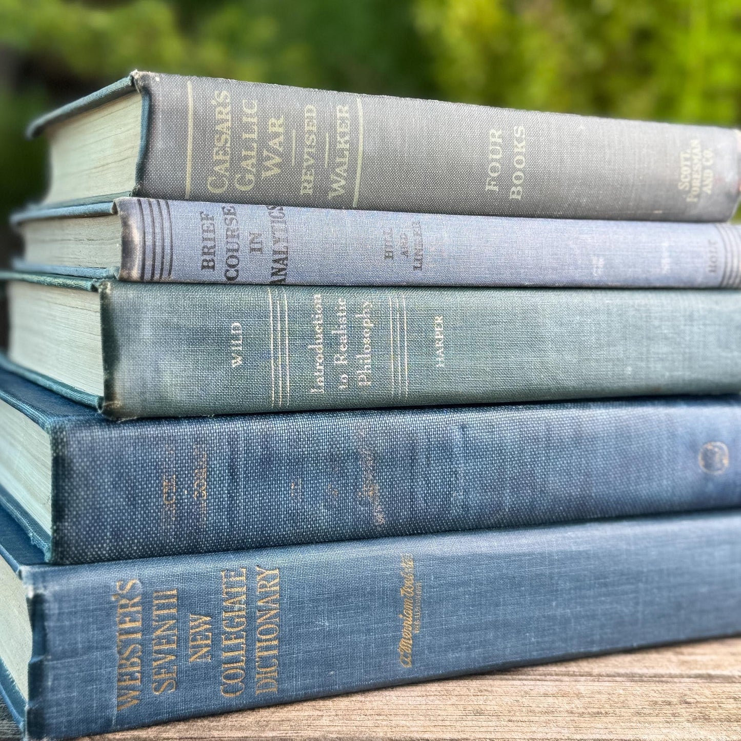 Denim Blue Vintage Book Bundle for Clean Academic Shelf Styling