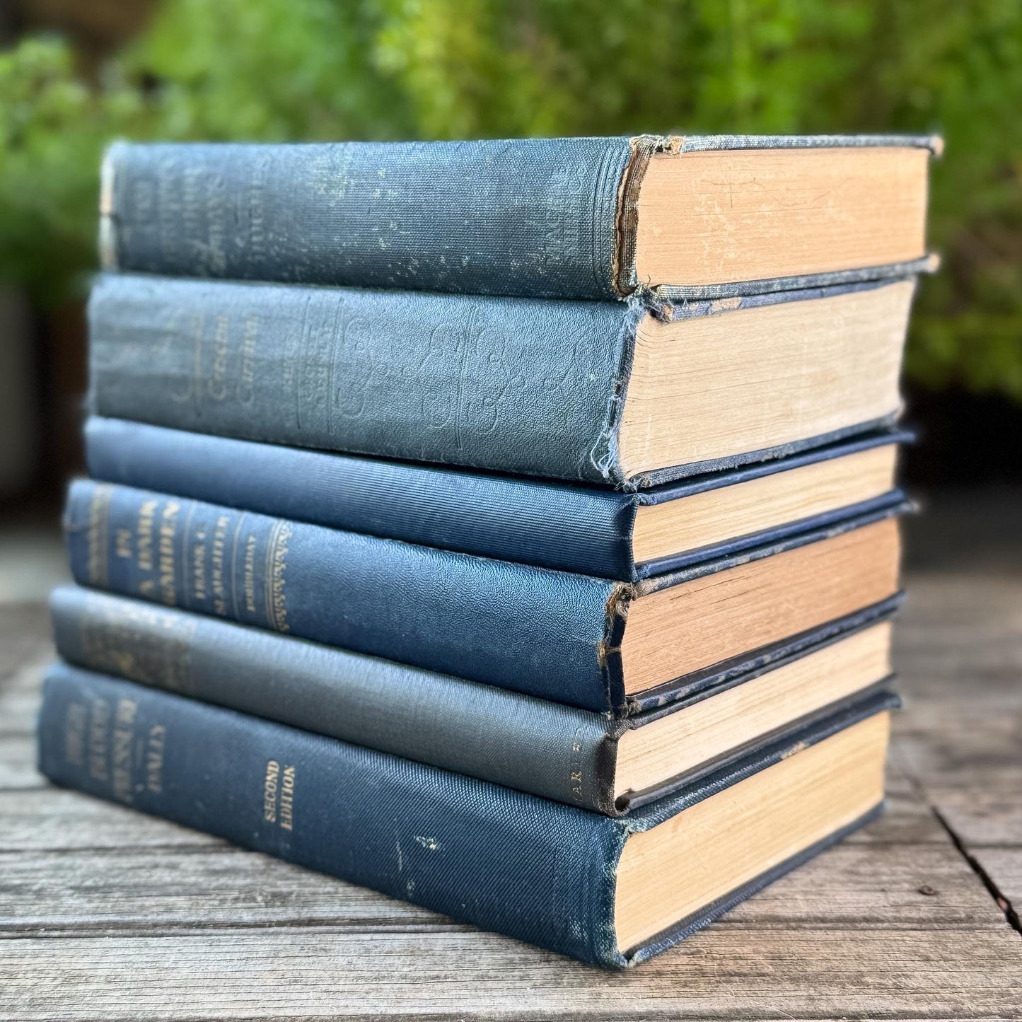 Indigo Blue, Navy, and Denim Vintage Book Set for Shelf Styling