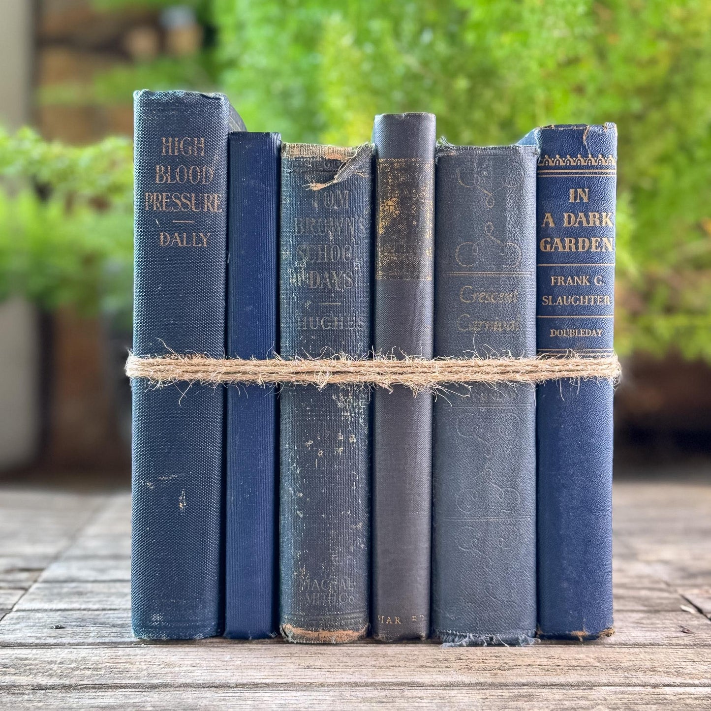 Indigo Blue, Navy, and Denim Vintage Book Set for Shelf Styling