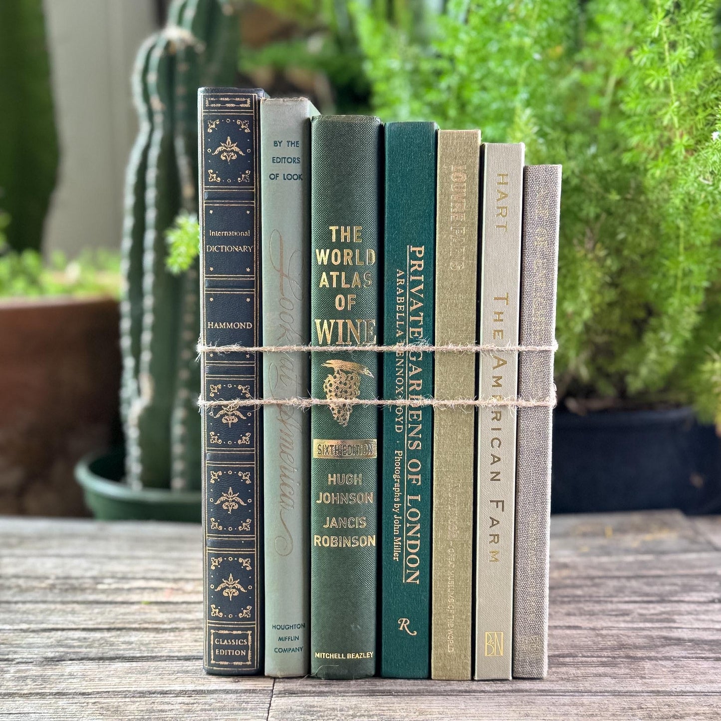 Vintage Large Green Coffee Table Book Set for Console or Shelf Styling