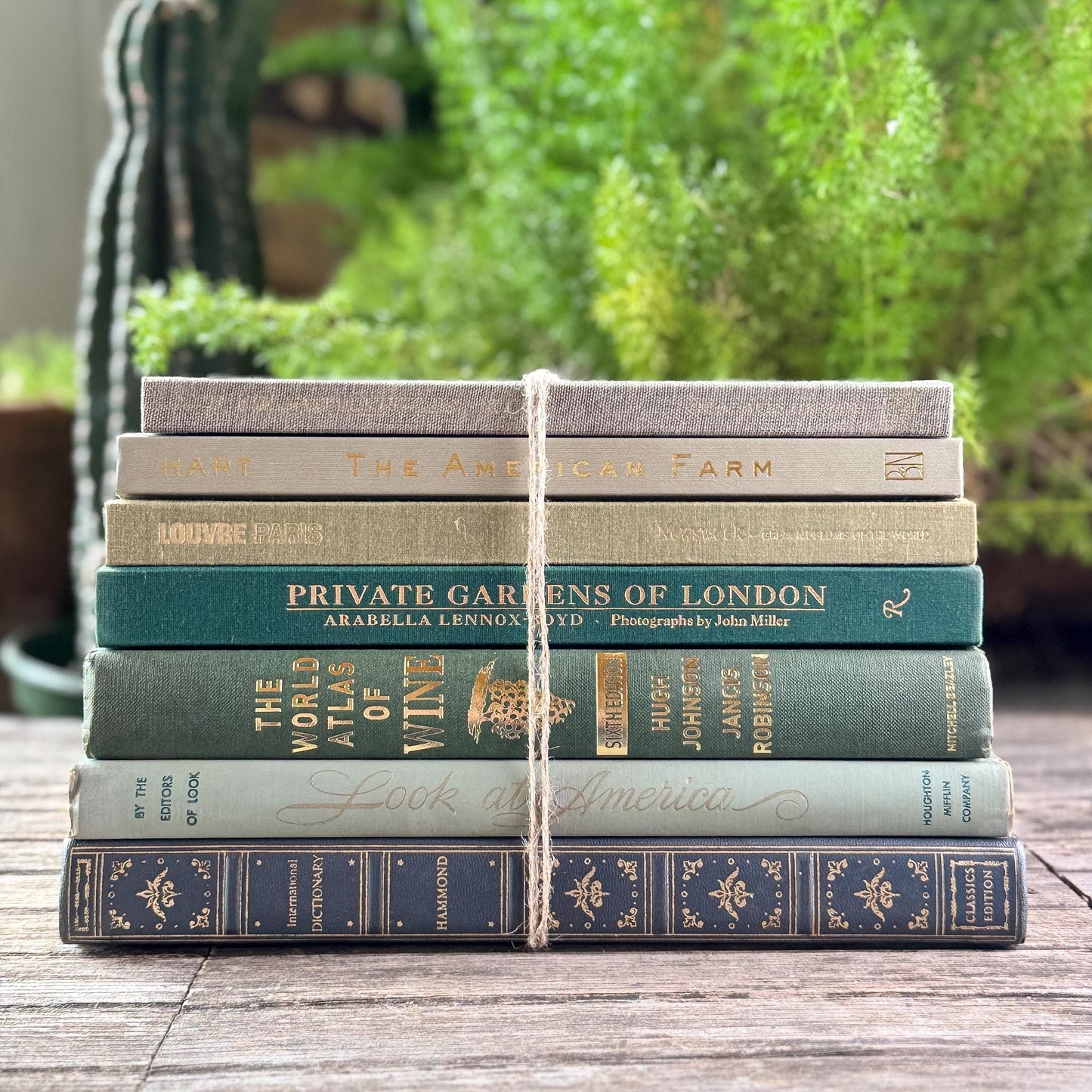 Vintage Large Green Coffee Table Book Set for Console or Shelf Styling