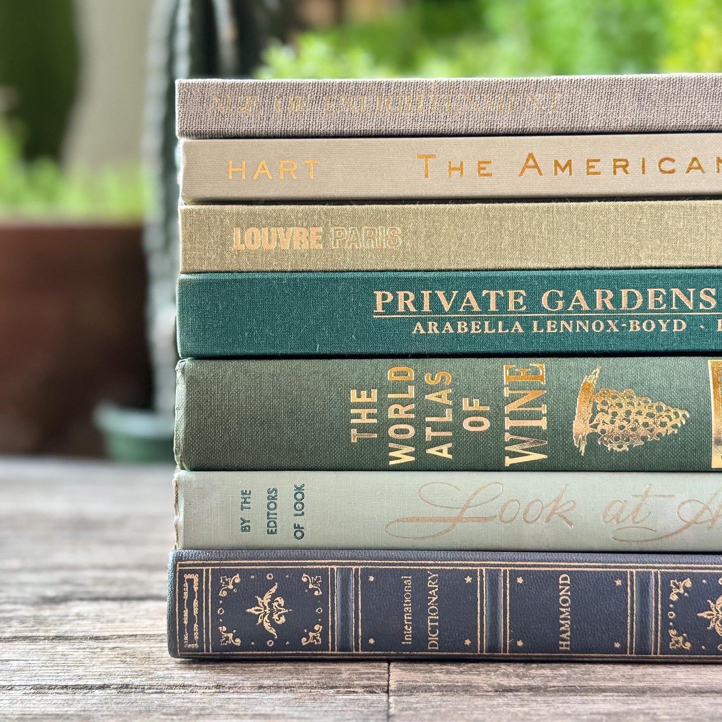 Vintage Large Green Coffee Table Book Set for Console or Shelf Styling