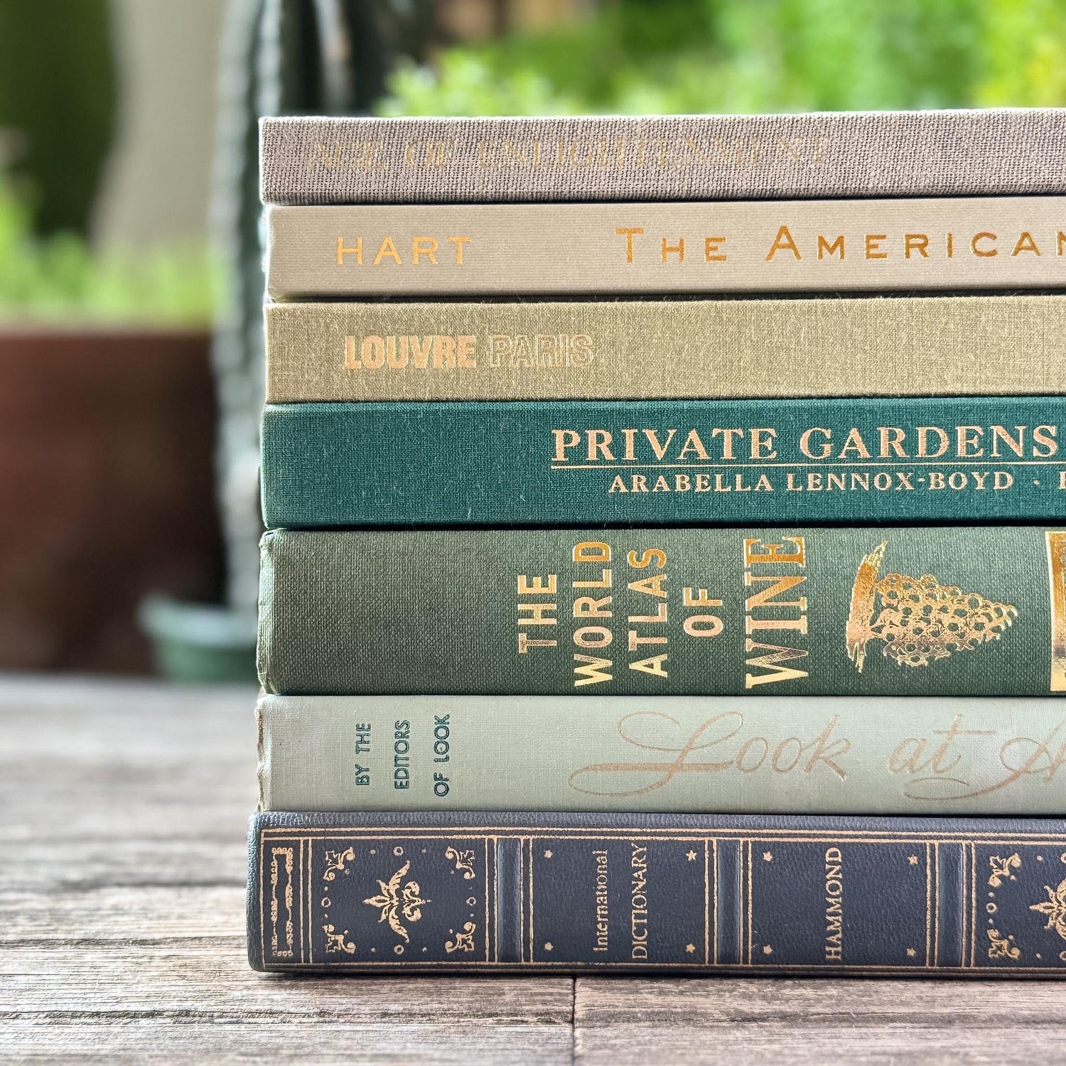 Vintage Large Green Coffee Table Book Set for Console or Shelf Styling