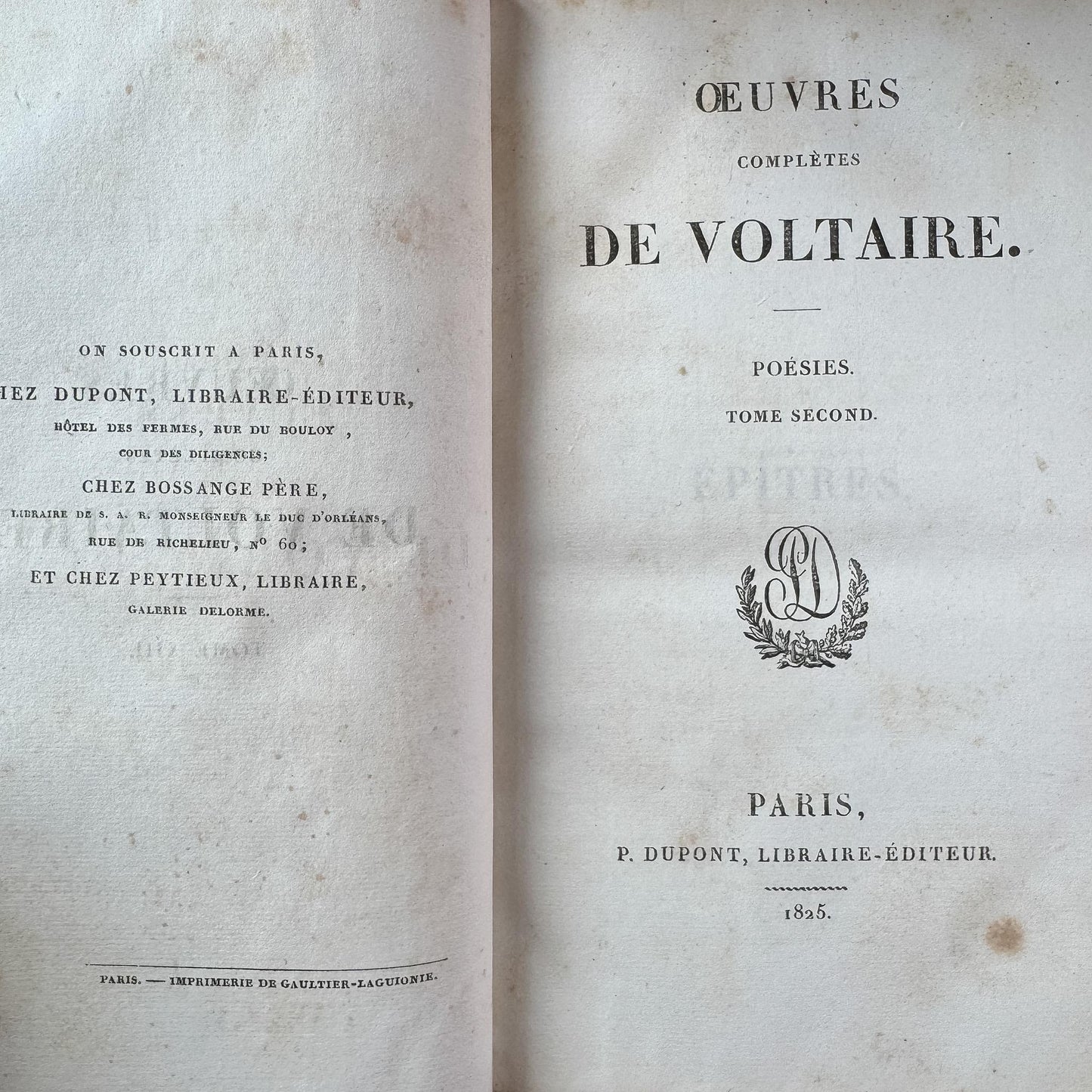 Antique Leather-Bound Voltaire Books in French, 1825
