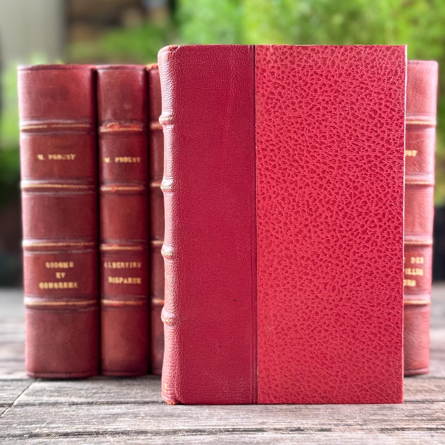 Antique French Red Leather-Bound Proust In Search of Lost Time Complete Book Set, 1919-1927