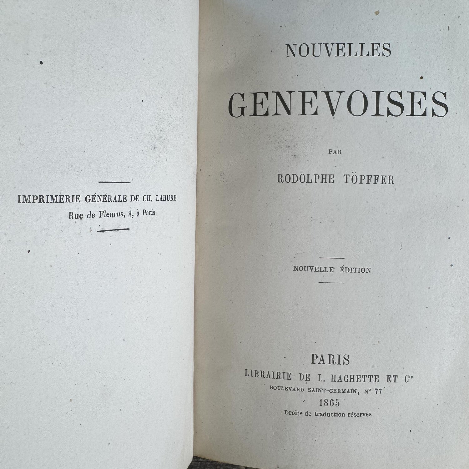 Antique Leather-Bound French Book Set, Topffer, 1860s