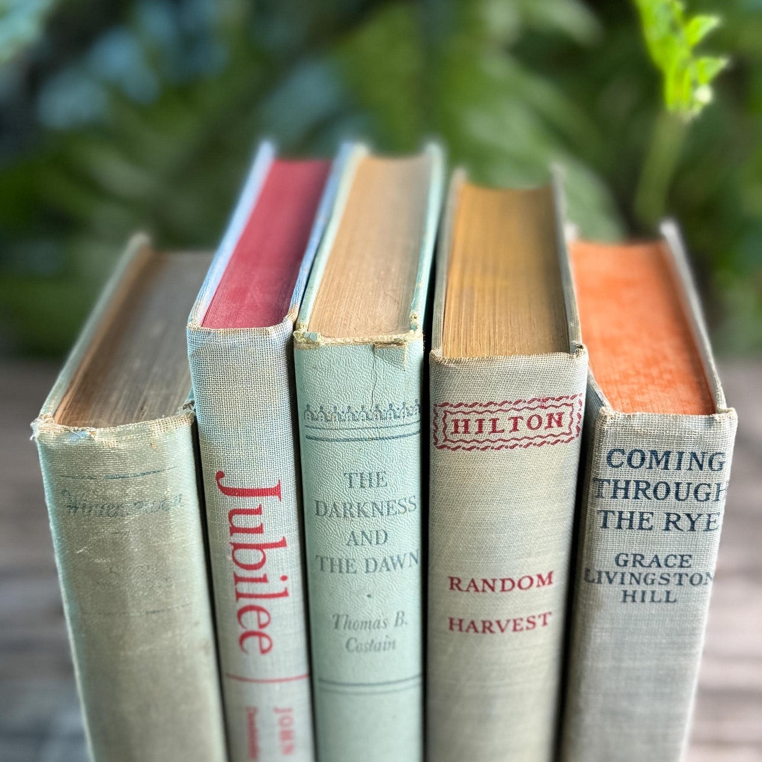 Vintage Faded Soft Blue and Sea Green Books for Shelf Styling